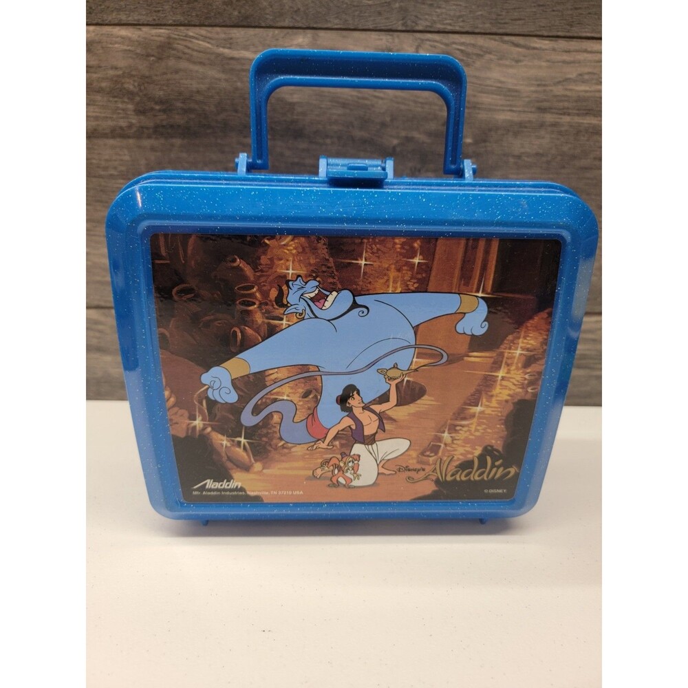 Vintage Disney Aladdin Genie Blue Sparkle Lunchbox By Aladdin VTG